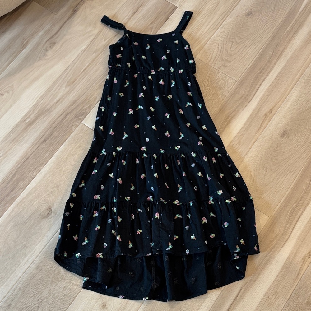 Navy Blue Floral Tiered Sundress for Kids